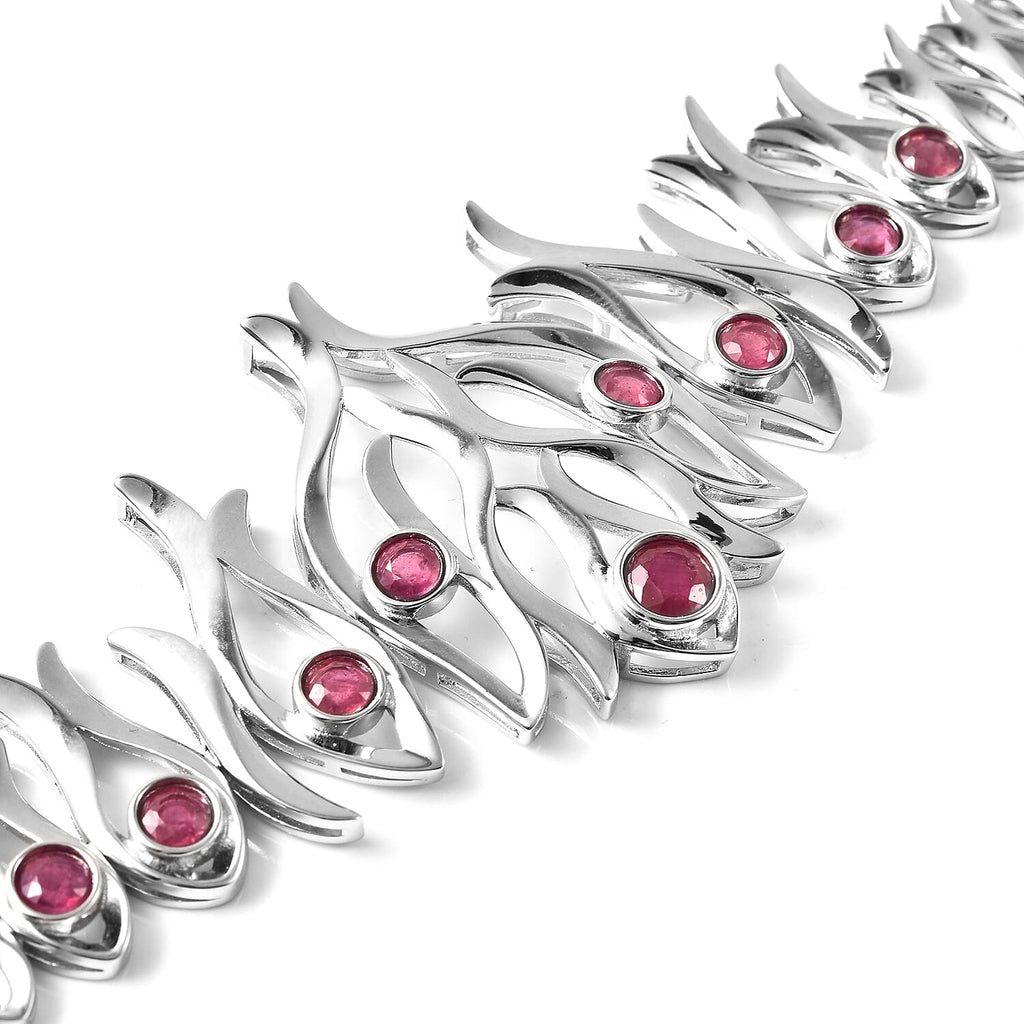 LucyQ Flame Collection - African Ruby (FF) Bracelet (Size 8) in Rhodium Overlay Sterling Silver 3.88 Ct.