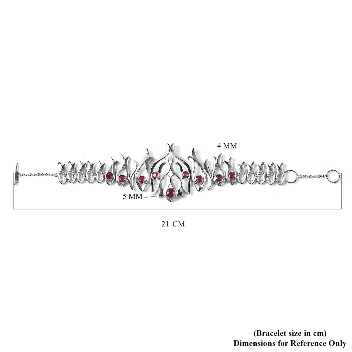 Lucy Q Flame Collection - African Ruby (FF) Bracelet (Size 8) in Rhodium Overlay Sterling Silver 3.88 Ct. 3820650 12
