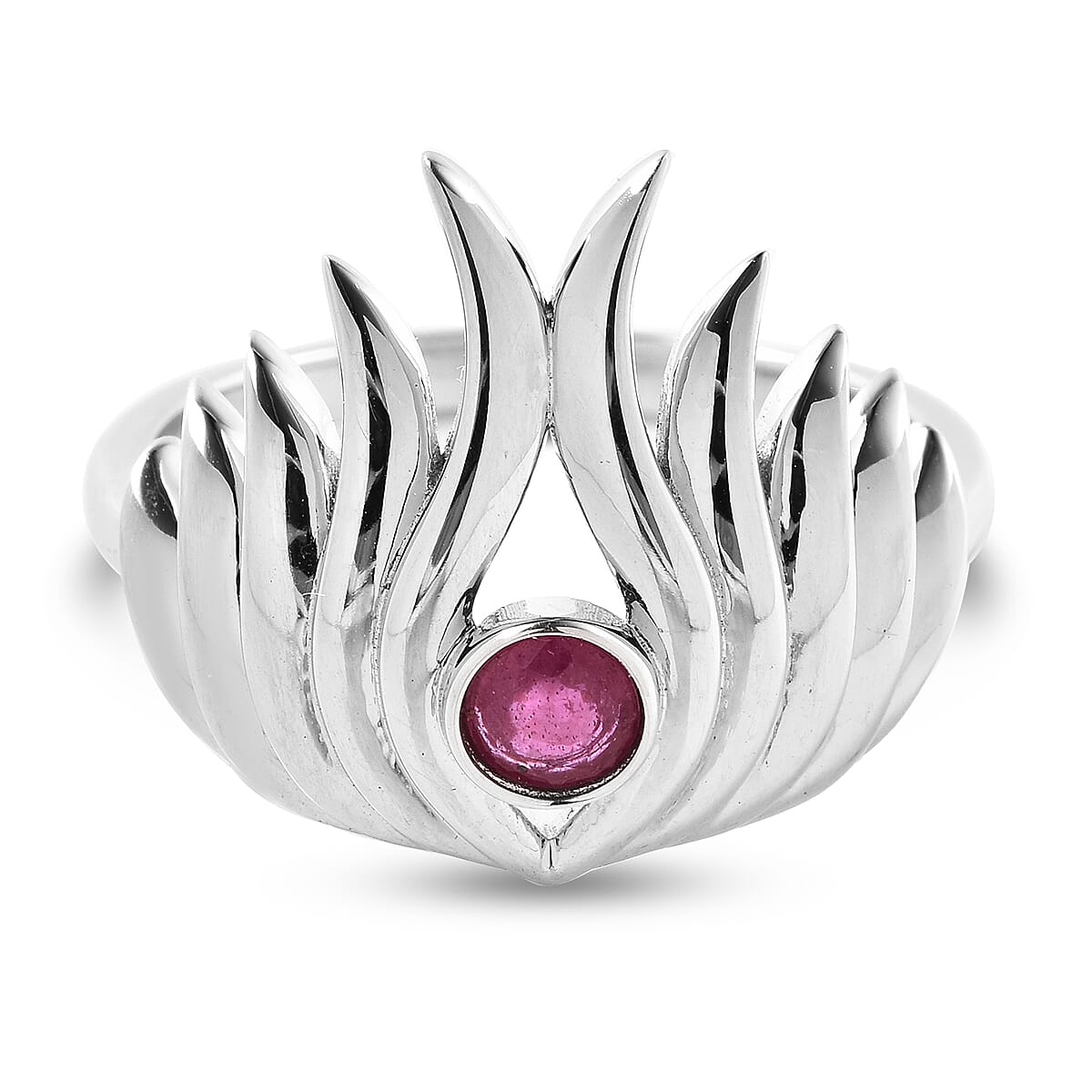 Lucy Q Flame Collection - Ruby Ring in Rhodium Plated Sterling Silver 3820442 0