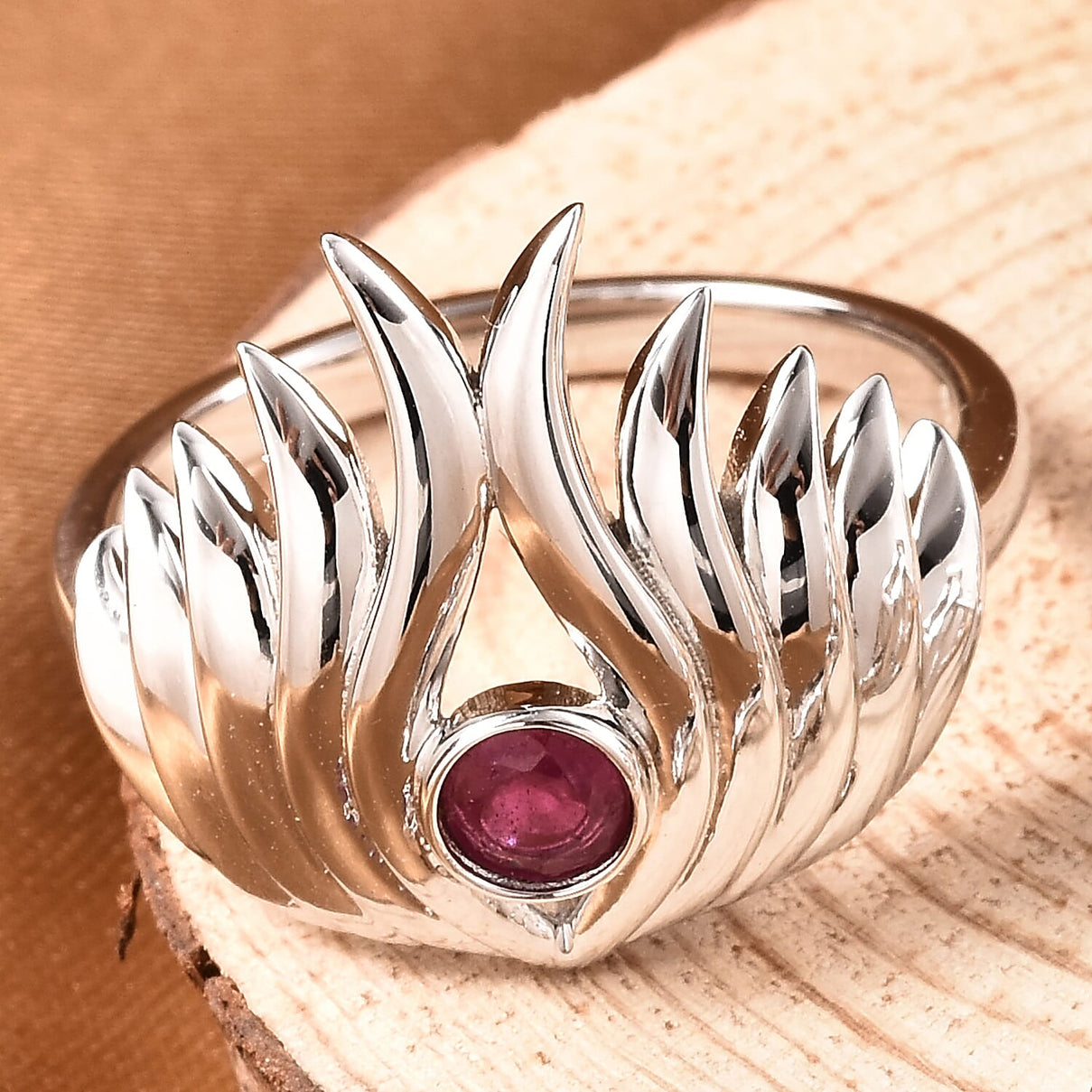 Lucy Q Flame Collection - Ruby Ring in Rhodium Plated Sterling Silver 3820442 1