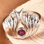 LucyQ Flame Collection - African Ruby (FF) Ring in Rhodium Overlay Sterling Silver