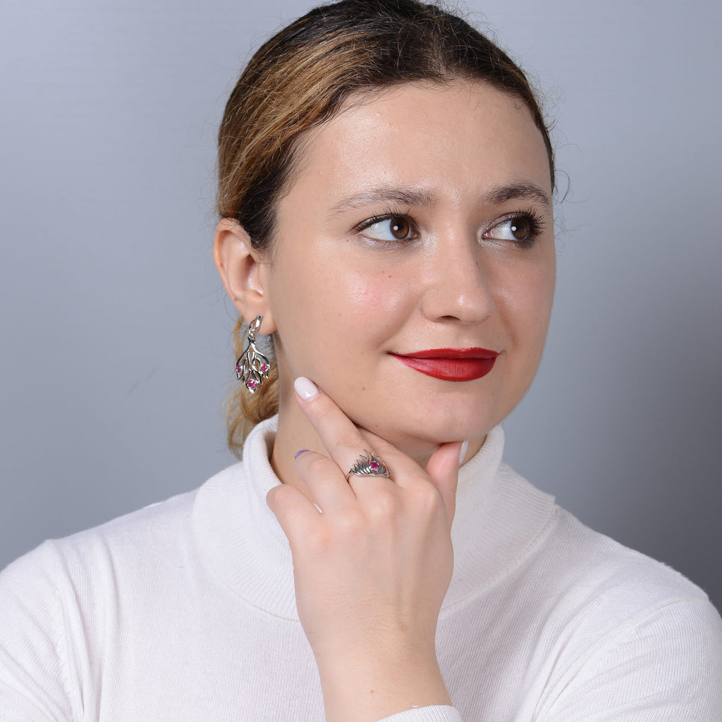 LucyQ Flame Collection - African Ruby (FF) Ring in Rhodium Overlay Sterling Silver