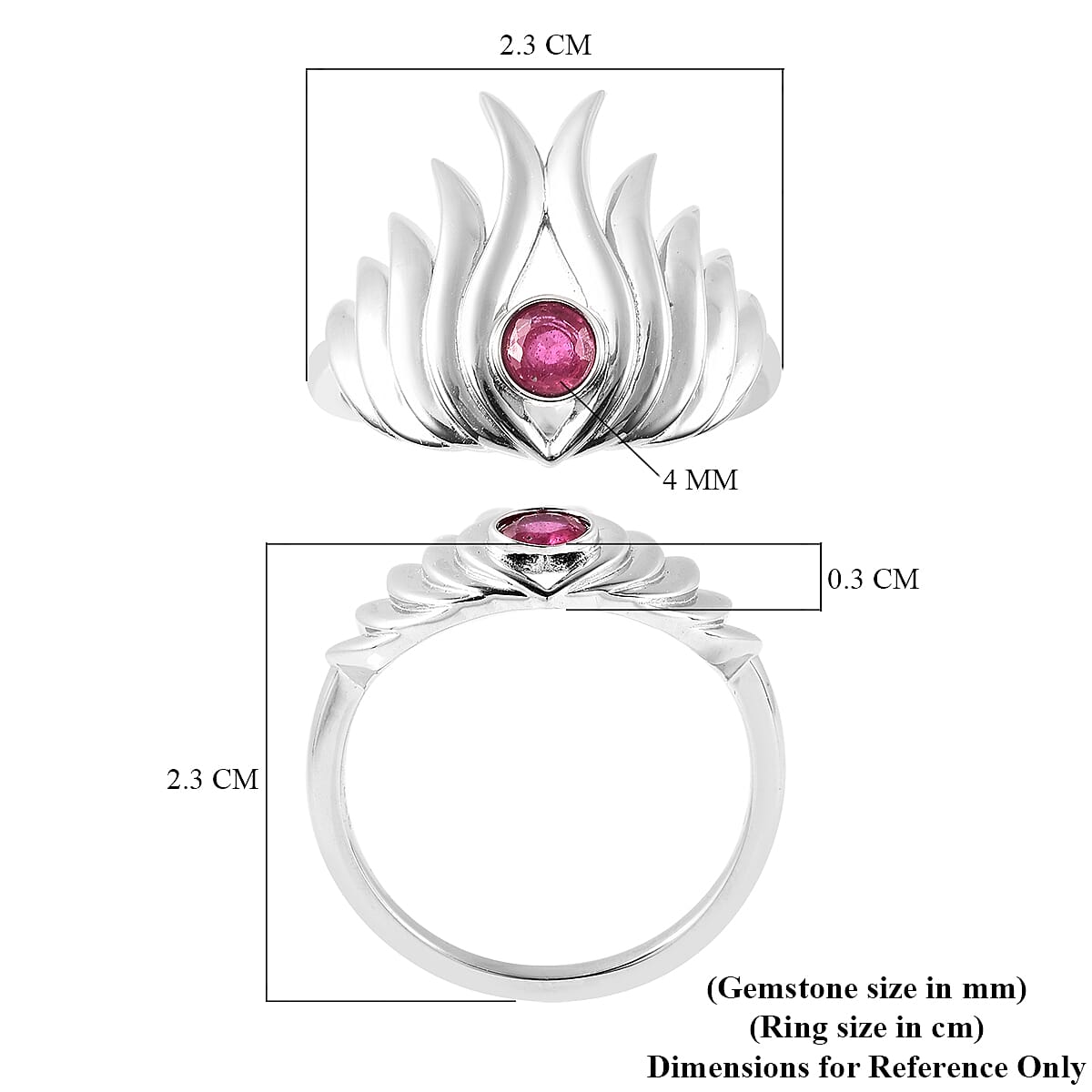 Lucy Q Flame Collection - Ruby Ring in Rhodium Plated Sterling Silver 3820442 5