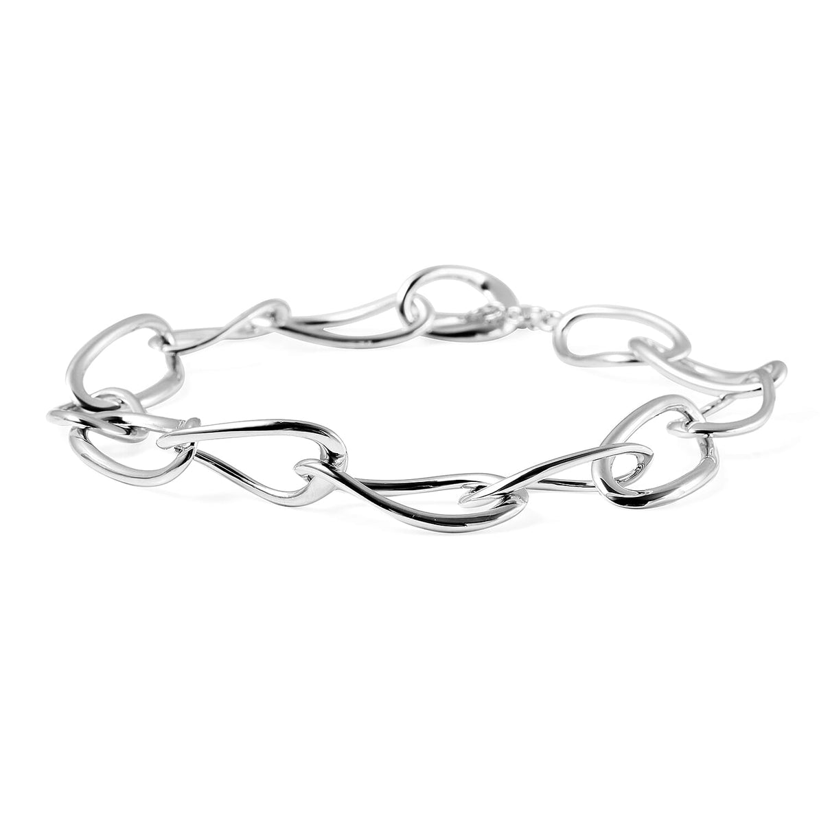 Lucy Q Fluid Collection - Rhodium Overlay Sterling Silver Bracelet (Size 8) with T Bar Lock. 3847988 3