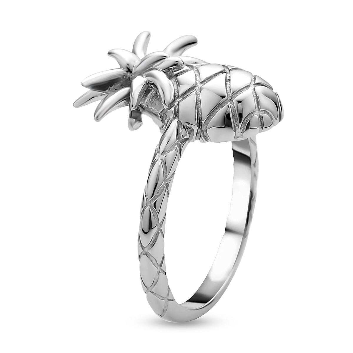 Lucy Q Delicious Collection - Rhodium Overlay Sterling Silver Pineapple Ring 7273577 6