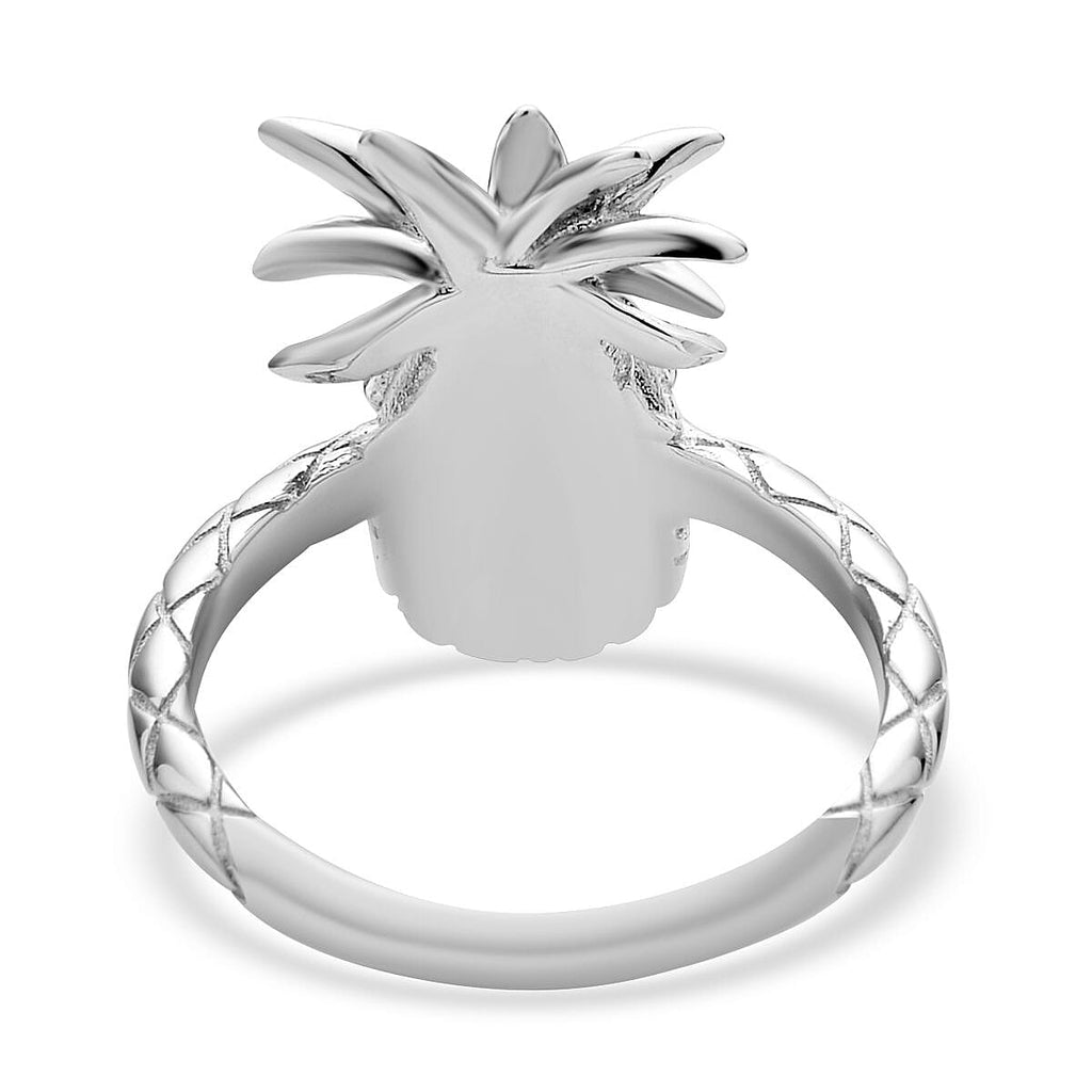 LucyQ Delicious Collection - Rhodium Overlay Sterling Silver Pineapple Ring