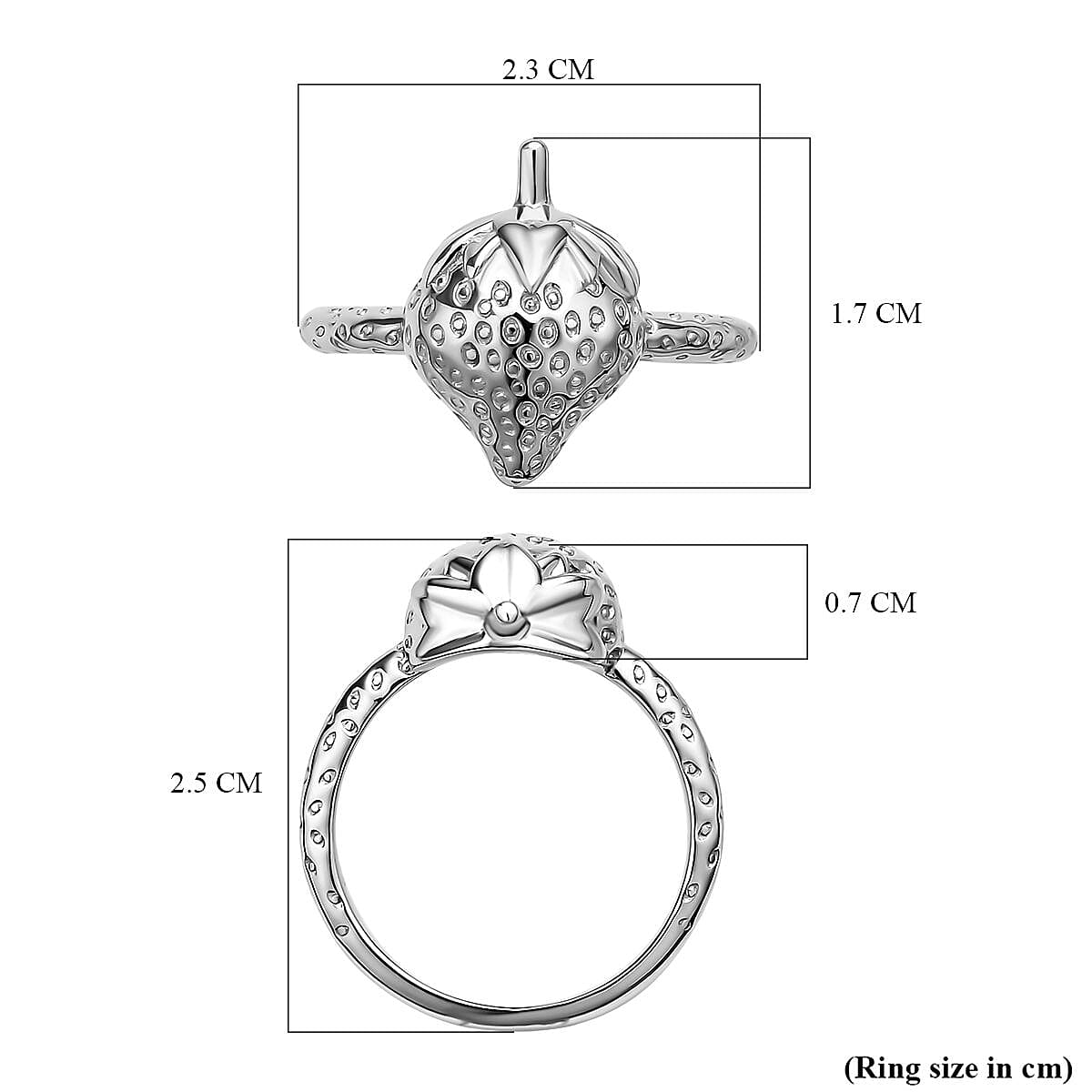 Lucy Q Delicious Collection - Rhodium Overlay Sterling Silver Strawberry Ring 7273559 10