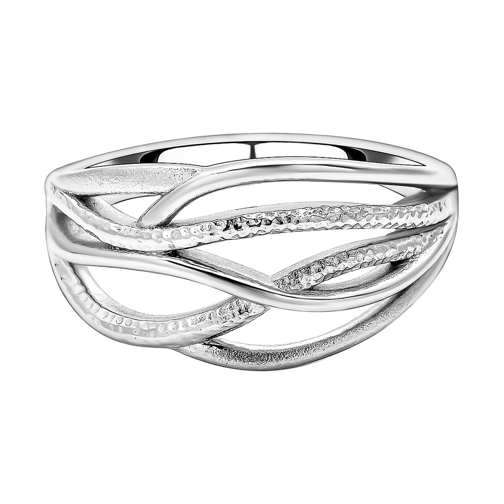 LUCYQ Multi Texture Drop Collection - Rhodium Overlay Sterling Silver Ring