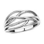 LUCYQ Multi Texture Drop Collection - Rhodium Overlay Sterling Silver Ring