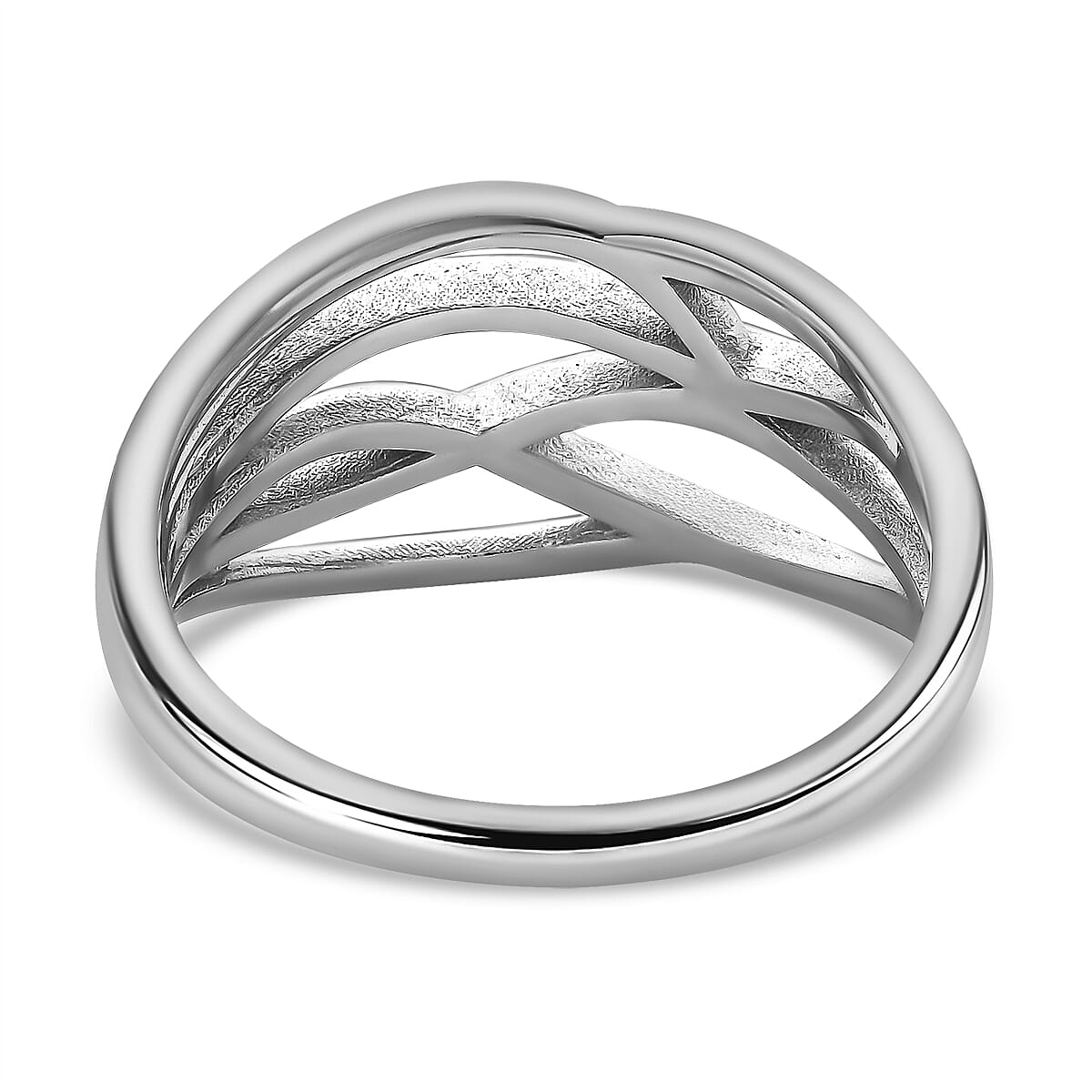 Lucy Q Multi Texture Drop Collection - Crisscross Ring Rhodium Plated Sterling Silver 3889644 4