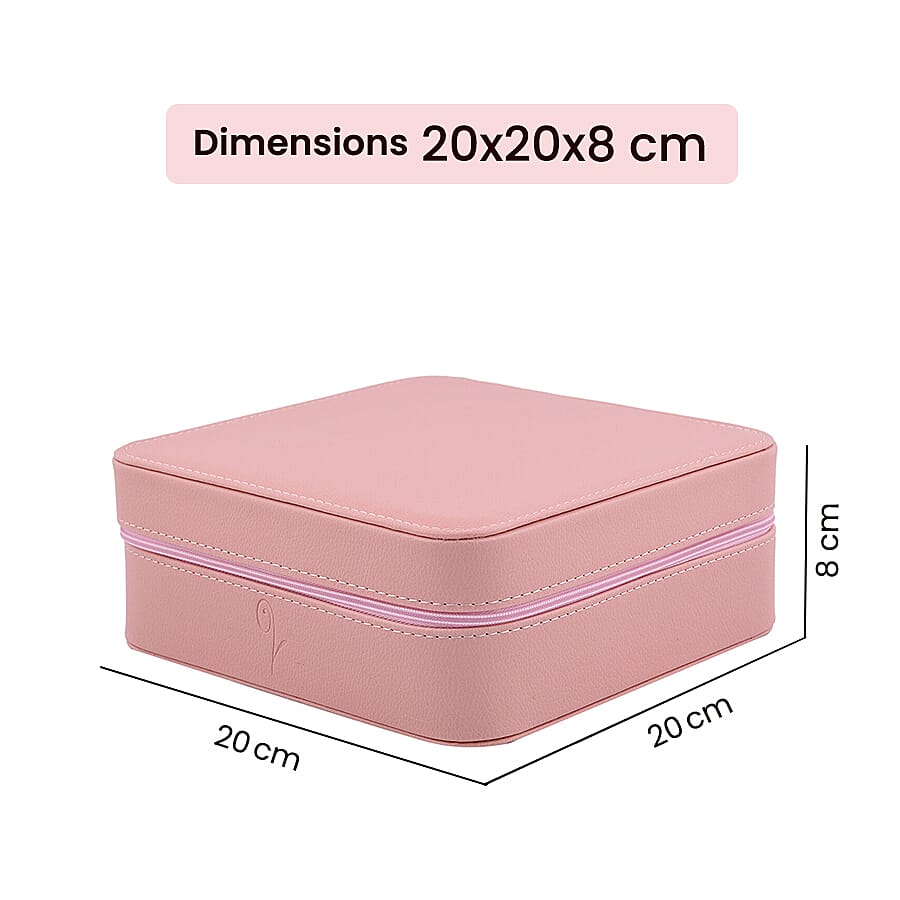 Lucy Q Portable Large Jewellery Box with Zipper Closure - Pink and White 6527148 4