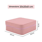 LUCYQ - Portable Large Jewellery Box with Zipper Closure (Size 20x20x8 Cm) - Pink & White