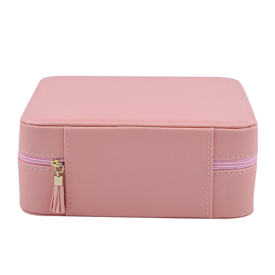 Lucy Q Portable Large Jewellery Box with Zipper Closure - Pink and White 6527148 5