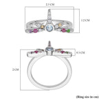 Lucy Q- Dragonfly Collection - Swiss Blue Topaz and Multi Gemstone Ring in Rhodium Overlay Sterling Silver