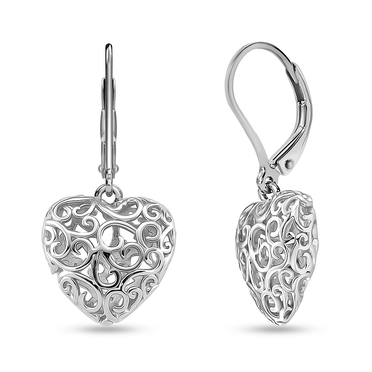 LUCY Q Amore Filigree Collection - Rhodium Overlay Sterling Silver Heart Earrings with Lever Back 7713918 0