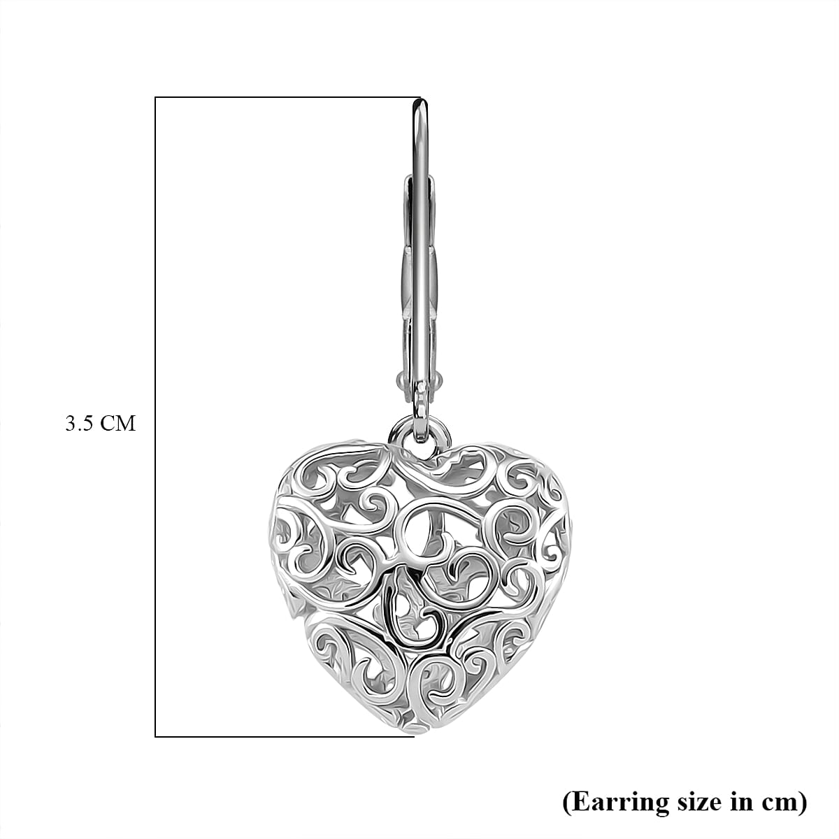 LUCY Q Amore Filigree Collection - Rhodium Overlay Sterling Silver Heart Earrings with Lever Back 7713918 9