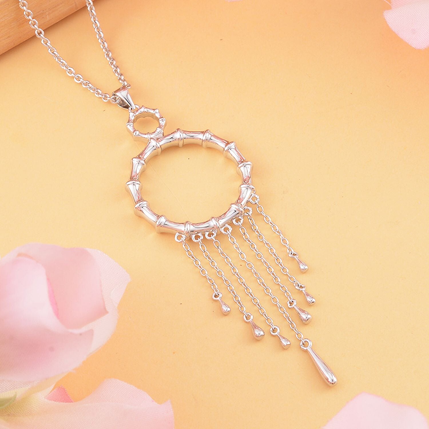 Lucy Q Bamboo Collection - Pendant with Chain (Size - 18/24/30) in Rhodium Overlay Sterling Silver, Silver Wt. 7 Gms 4158596 2