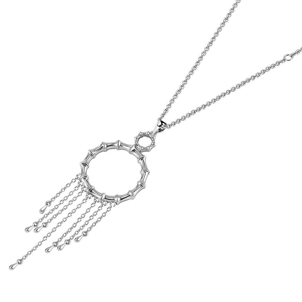 Lucy Q Bamboo Collection - Rhodium Overlay Sterling Silver Pendant with Chain (Size - 18-24-30)
