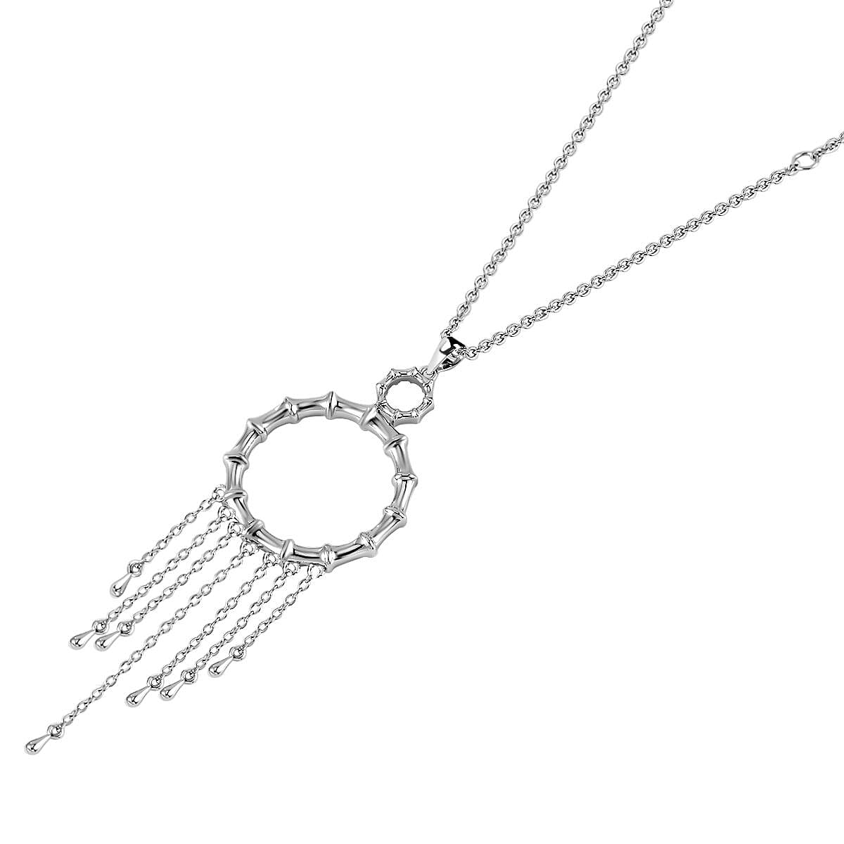 Lucy Q Bamboo Collection - Pendant with Chain (Size - 18/24/30) in Rhodium Overlay Sterling Silver, Silver Wt. 7 Gms 4158596 3
