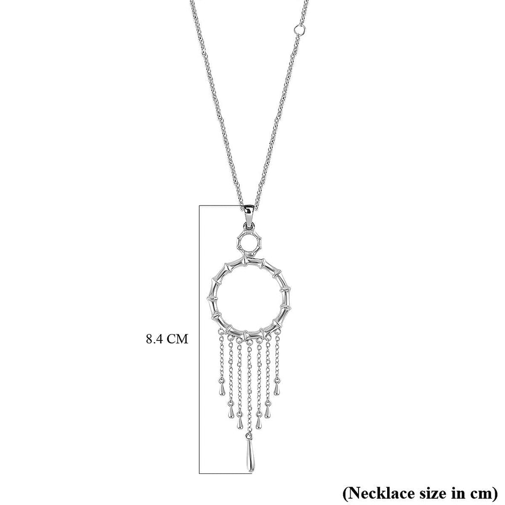 Lucy Q Bamboo Collection - Rhodium Overlay Sterling Silver Pendant with Chain (Size - 18-24-30)