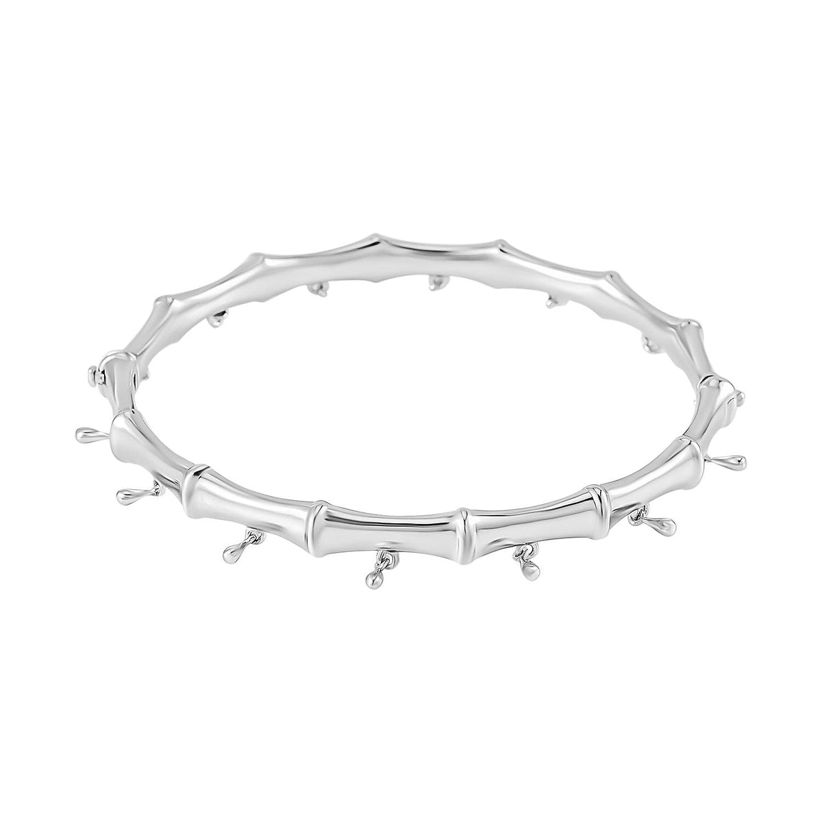 Lucy Q Bamboo Collection - Rhodium Overlay Sterling Silver Bangle (Size 7.5), Silver Wt. 28 Gms 7517112 0