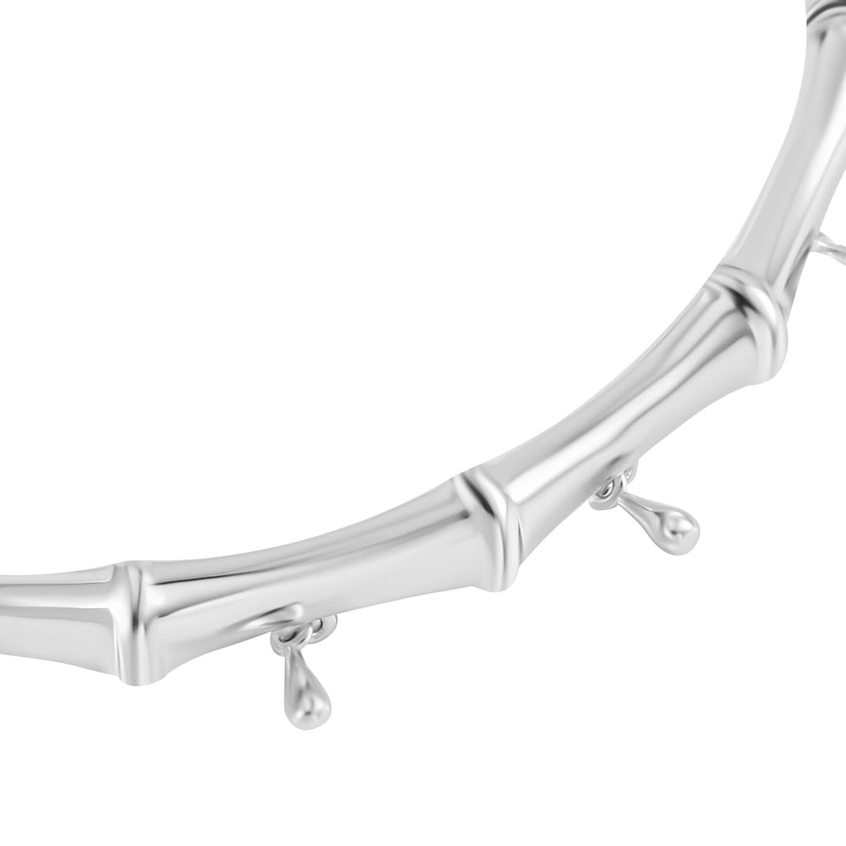 Lucy Q Bamboo Collection - Rhodium Overlay Sterling Silver Bangle (Size 7.5), Silver Wt. 28 Gms 7517112 3