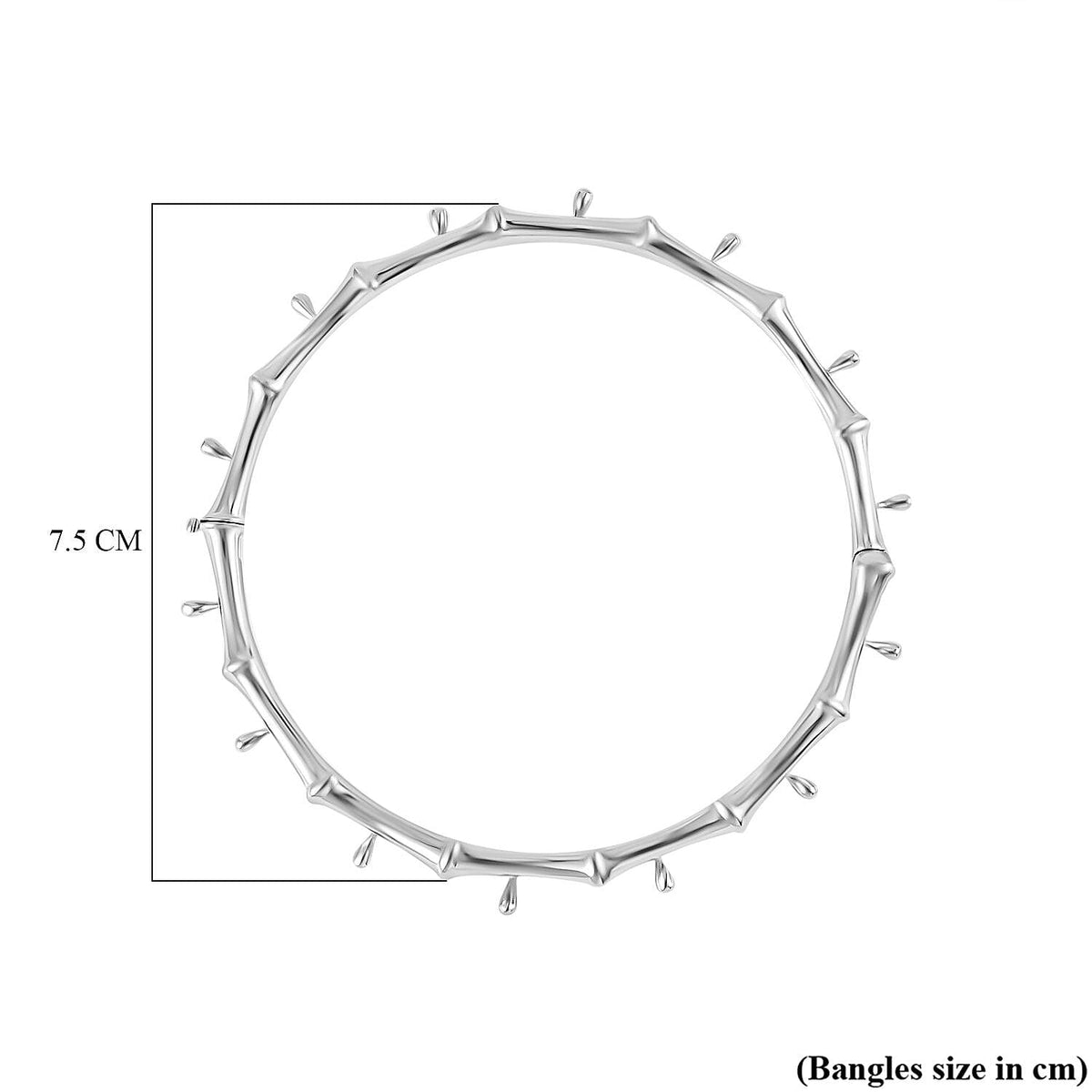 Lucy Q Bamboo Collection - Rhodium Overlay Sterling Silver Bangle (Size 7.5), Silver Wt. 28 Gms 7517112 4