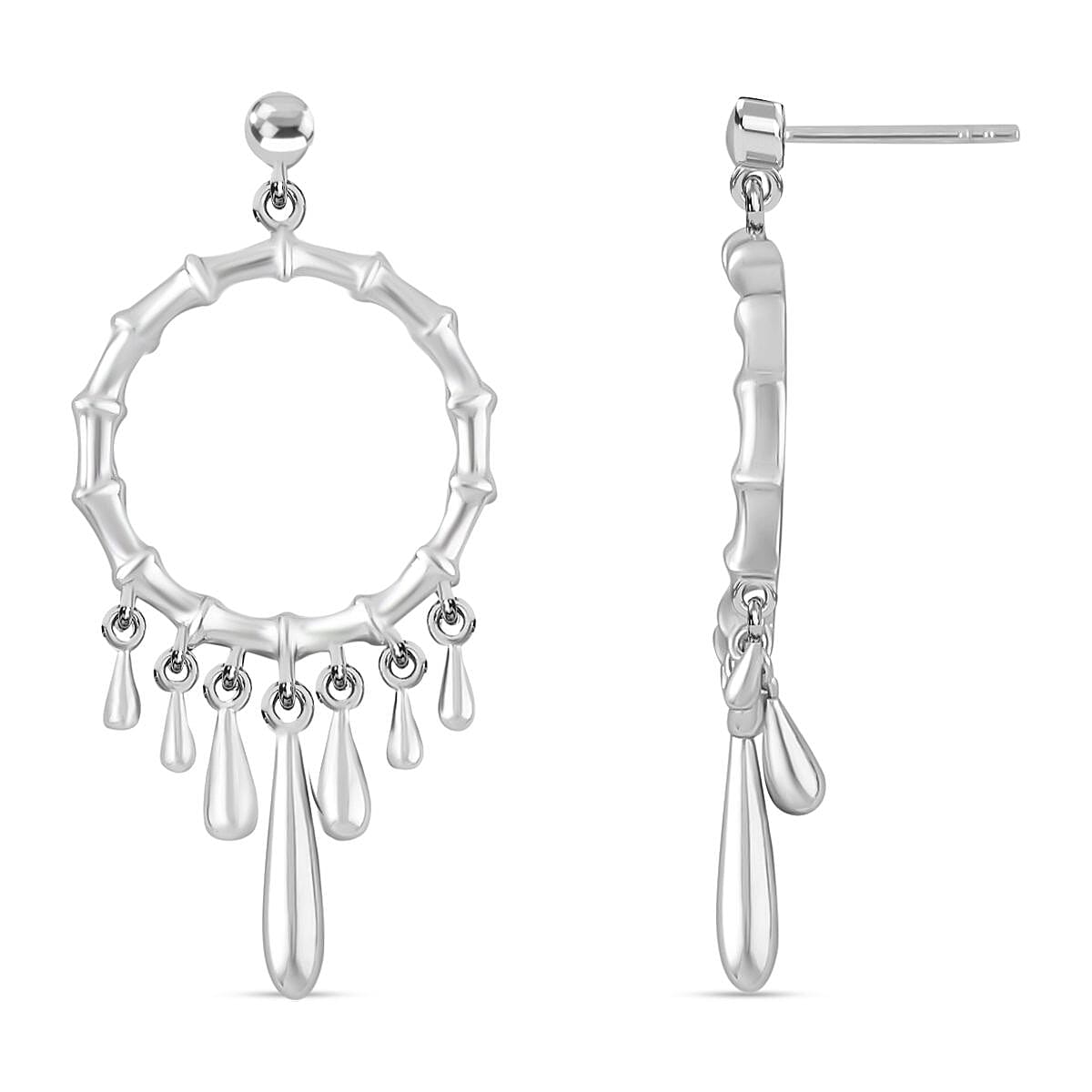 Lucy Q Bamboo Collection - Rhodium Overlay Sterling Silver Earrings (with Push Back), Silver 7517090 0