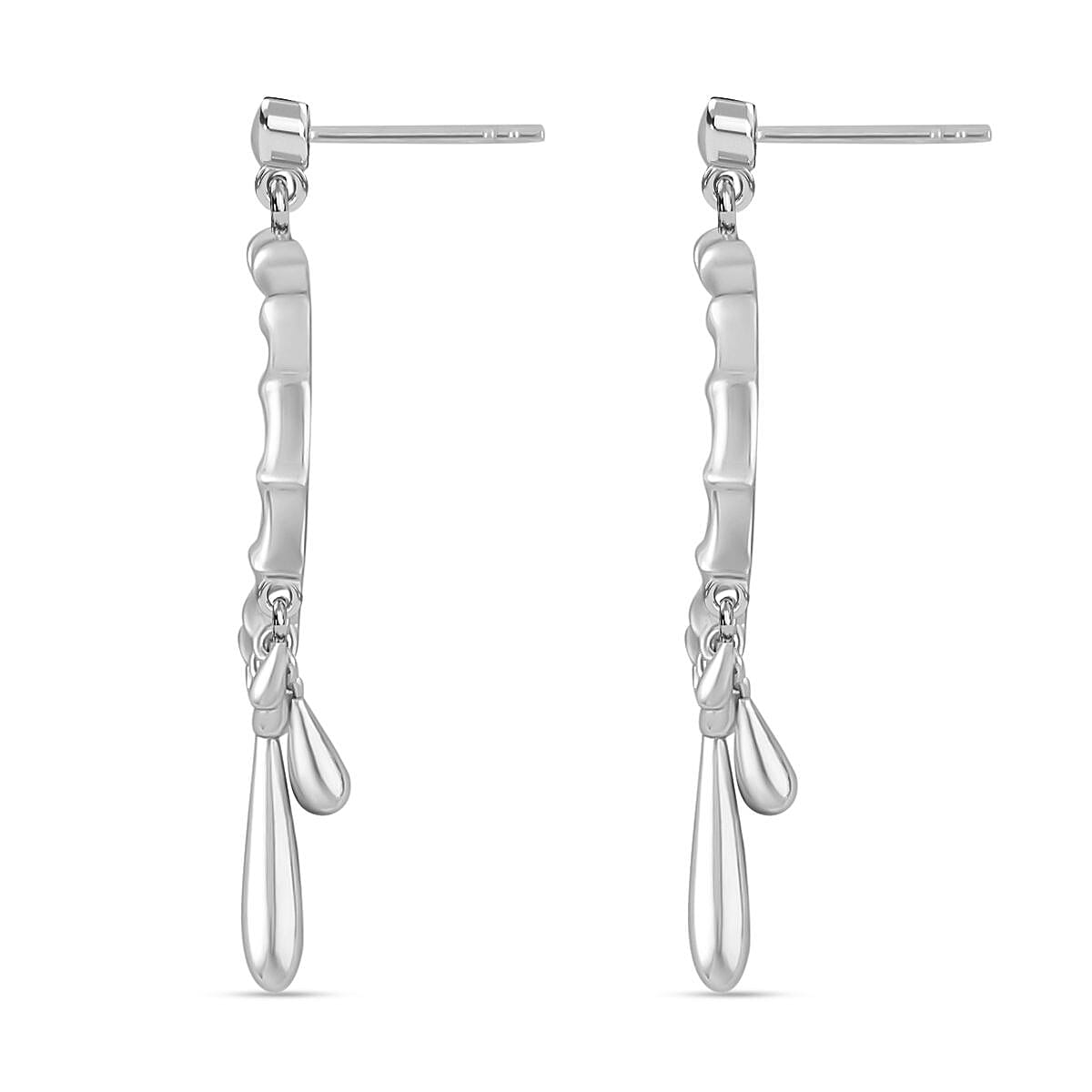 Lucy Q Bamboo Collection - Rhodium Overlay Sterling Silver Earrings (with Push Back), Silver 7517090 4