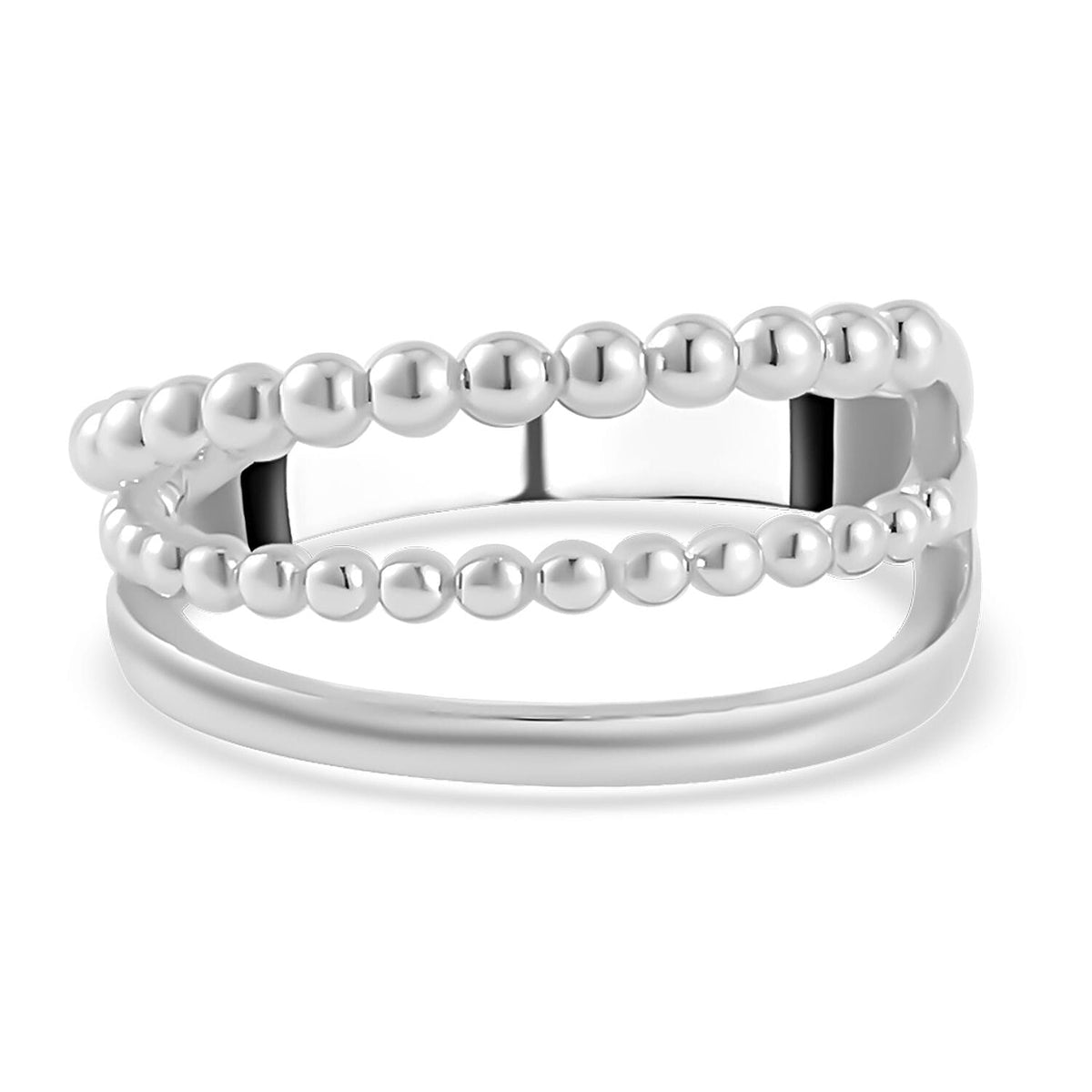 Lucy Q Bubble Drip Collection - Rhodium Overlay Sterling Silver 3 Row Band Ring 7574587 0