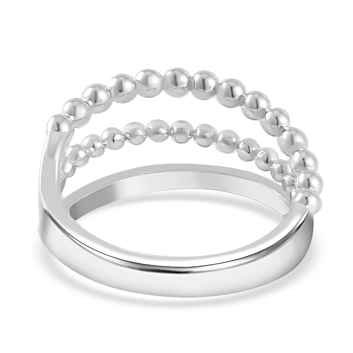 Lucy Q Bubble Drip Collection - Rhodium Overlay Sterling Silver 3 Row Band Ring 7574587 4