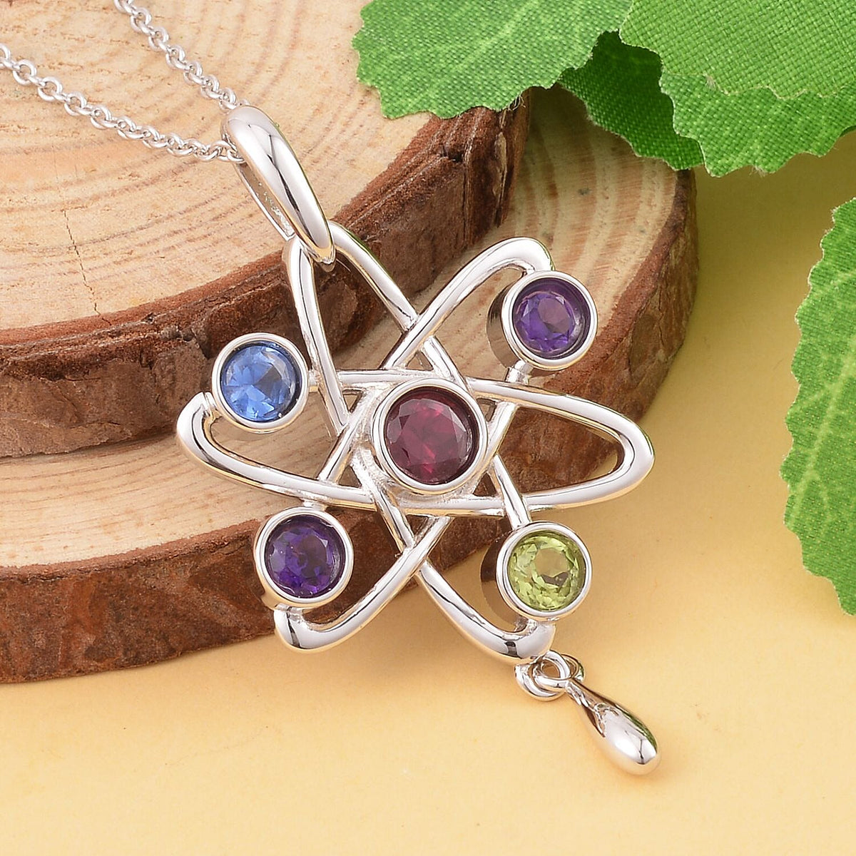 Lucy Q Constellation Collection - Rhodolite Garnet, Amethyst and Multi Gemstone Pendant with Chain (Size - 18/24/30) in Rhodium Overlay Sterling Silver 1.75 Ct, Silver Wt 8.80 Gms 4152755 2