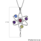 LucyQ Constellation Collection - Multi Gemstone Pendant with Chain (Size - 18-24-30) in Rhodium Overlay Sterling Silver