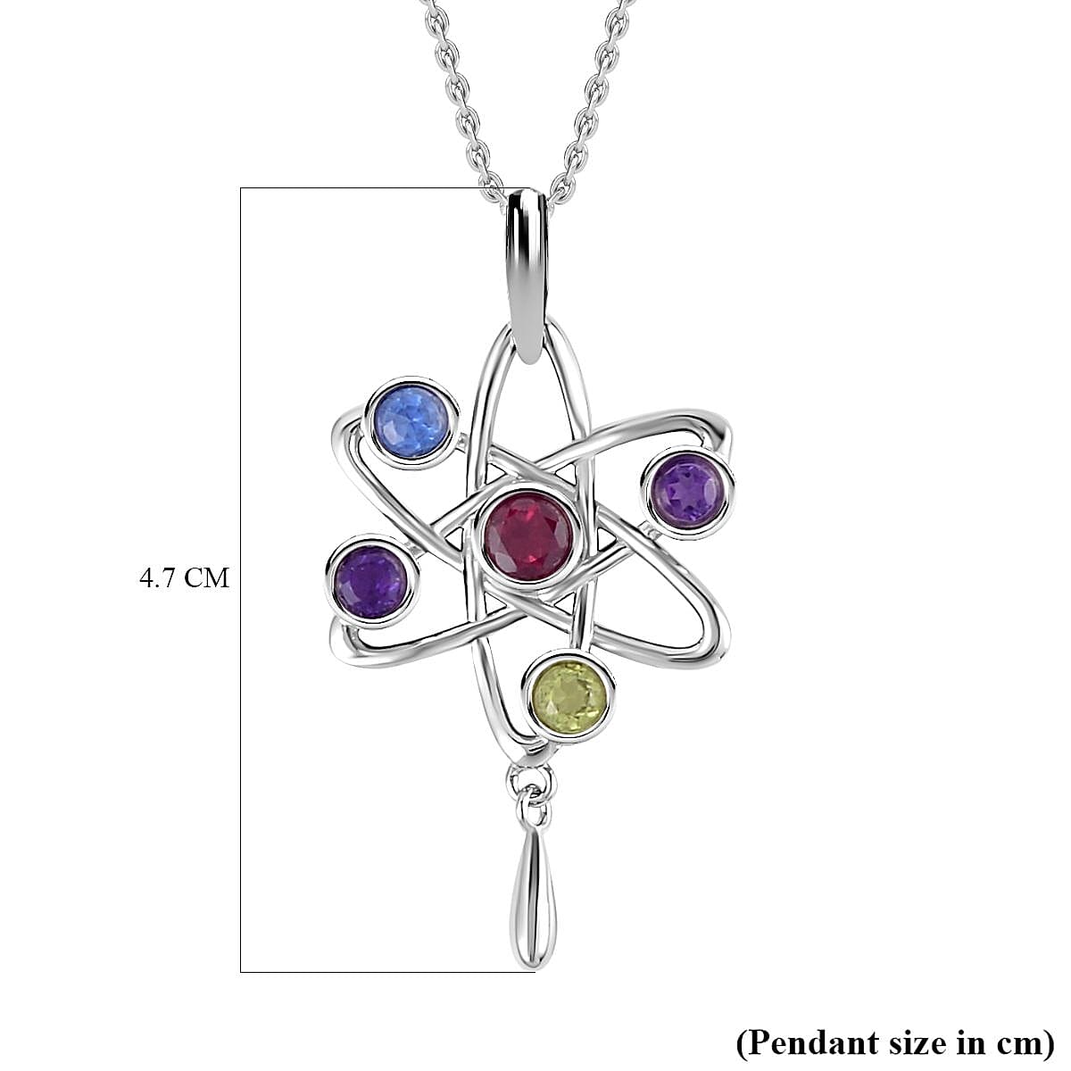 Lucy Q Constellation Collection - Rhodolite Garnet, Amethyst and Multi Gemstone Pendant with Chain (Size - 18/24/30) in Rhodium Overlay Sterling Silver 1.75 Ct, Silver Wt 8.80 Gms 4152755 6