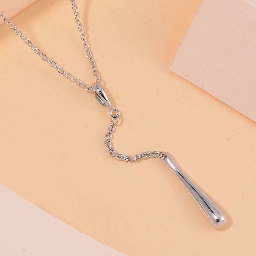 Lucy Q Drop Collection - Pendant with Chain (Size 20) in Rhodium Overlay Sterling Silver