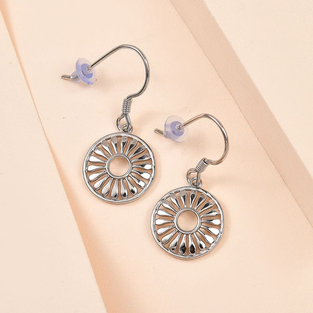 Lucy Q Drip Collection - Platinum Overlay Sterling Silver Circle Dangle Earrings
