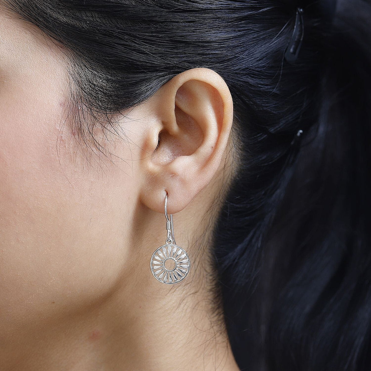 Lucy Q Drip Collection - Platinum Overlay Sterling Silver Circle Dangle Earrings 7734240 2
