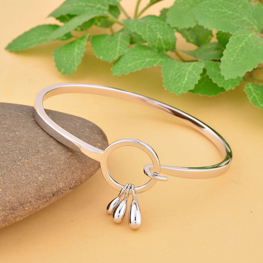 Lucy Q Drip Collection - Rhodium Overlay Sterling Silver Bangle (Size 7.5)