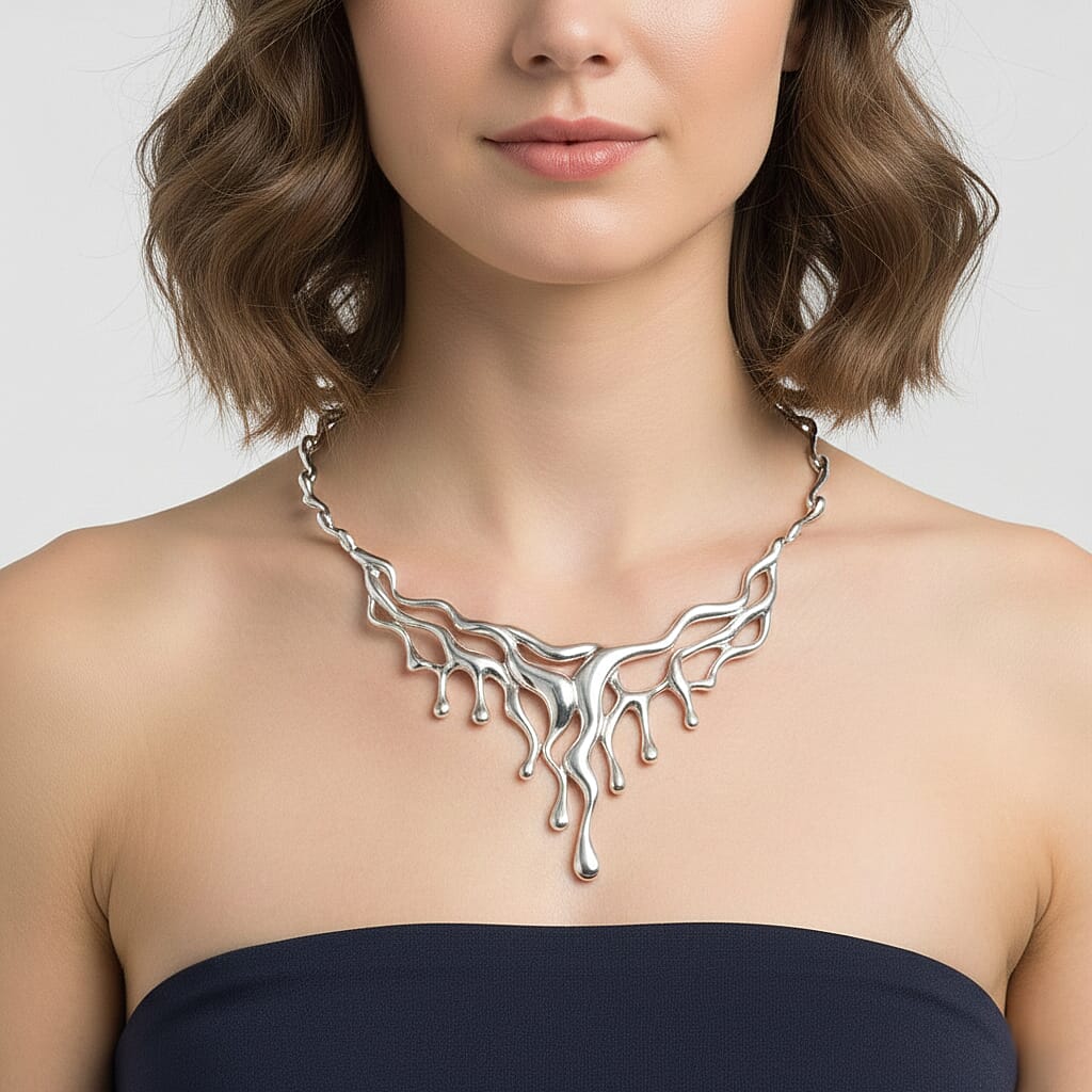 Lucy Q Drip Necklace (Size - 16-4 EXT) with Lobster Clasp in Rhodium Overlay Sterling Silver, Silver Wt. 60.00 Gms 8282549 2