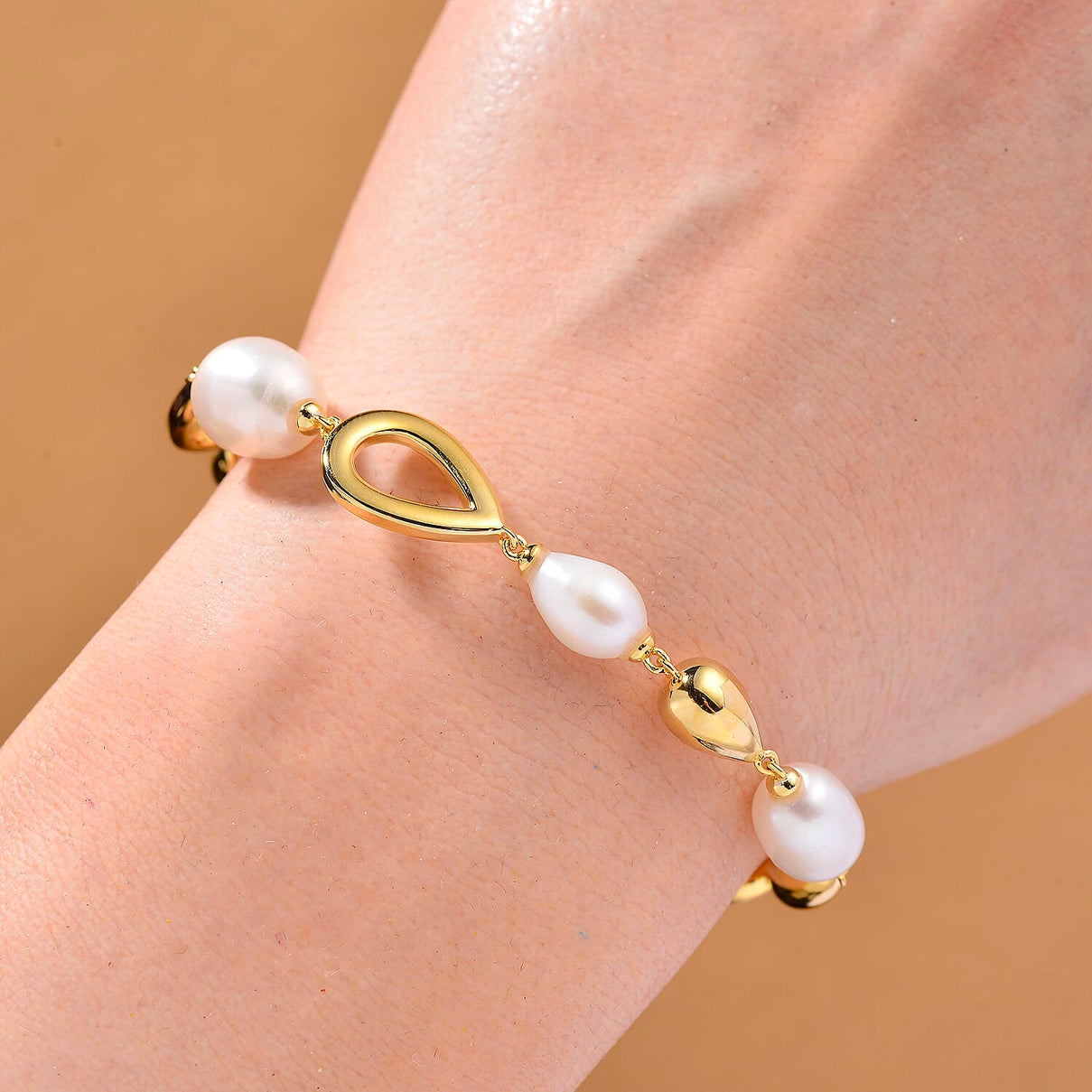 LUCY Q Pearl Drop Collection - Fresh Water Pearl Bracelet (Size - 8) Sterling Silver with Lobster Clasp in 18K Vermeil Yellow Gold Plated 23.14 Ct, Silver Wt. 9.20 Gms. 8181030 2