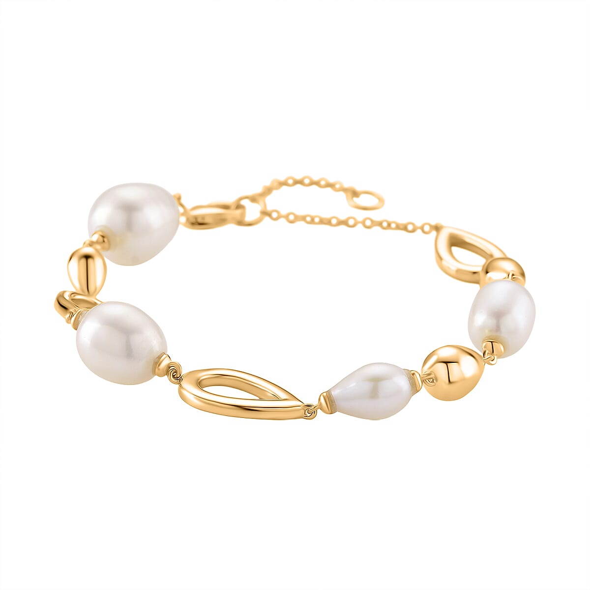 LUCY Q Pearl Drop Collection - Fresh Water Pearl Bracelet (Size - 8) Sterling Silver with Lobster Clasp in 18K Vermeil Yellow Gold Plated 23.14 Ct, Silver Wt. 9.20 Gms. 8181030 3