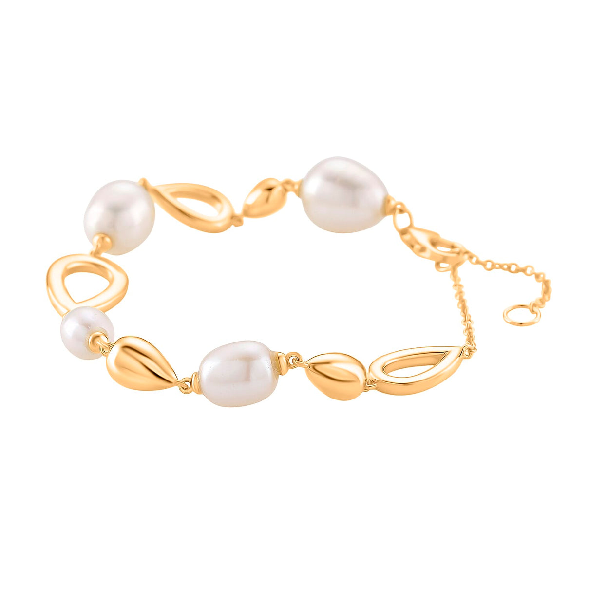 LUCY Q Pearl Drop Collection - Fresh Water Pearl Bracelet (Size - 8) Sterling Silver with Lobster Clasp in 18K Vermeil Yellow Gold Plated 23.14 Ct, Silver Wt. 9.20 Gms. 8181030 4