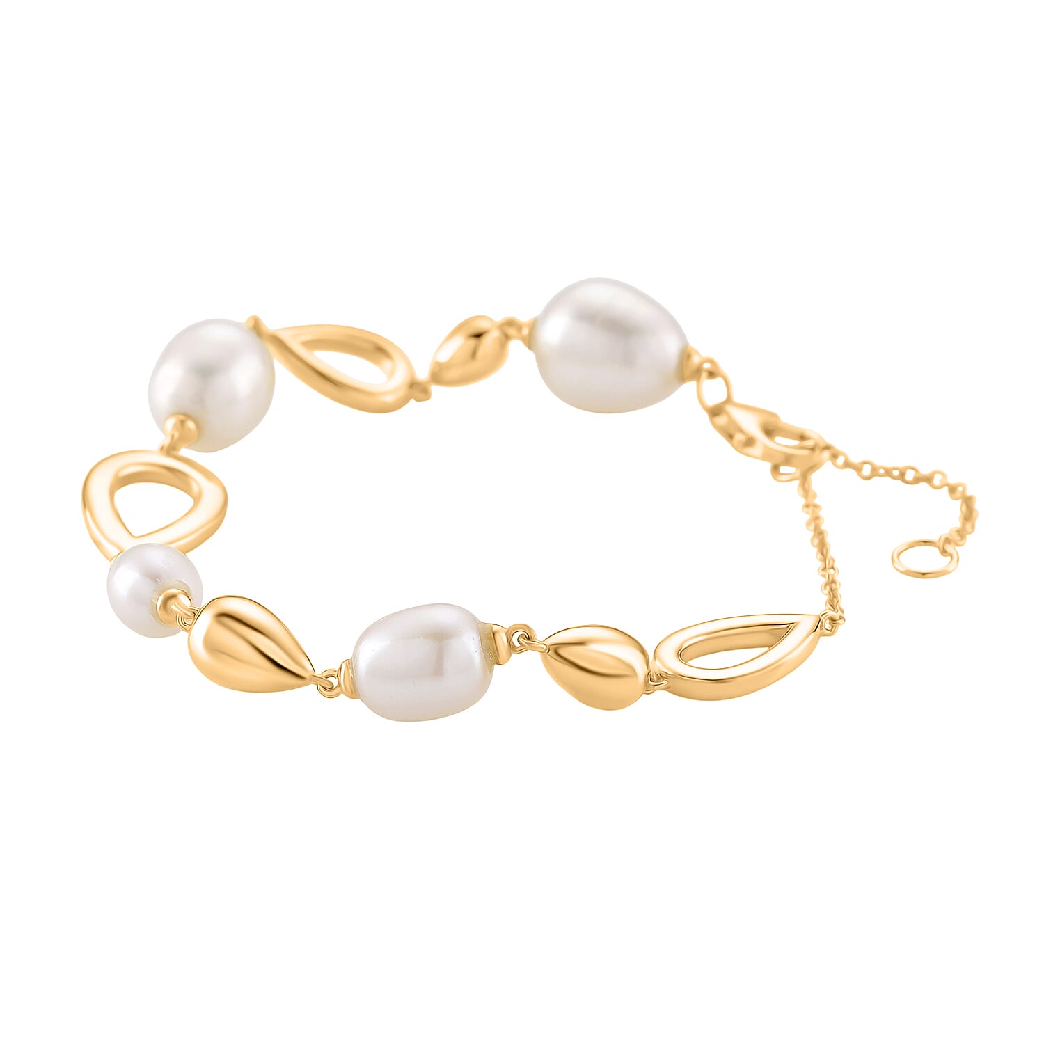 LUCY Q Pearl Drop Collection - Fresh Water Pearl Bracelet (Size - 8) Sterling Silver with Lobster Clasp in 18K Vermeil Yellow Gold Plated 23.14 Ct, Silver Wt. 9.20 Gms. 8181030 4