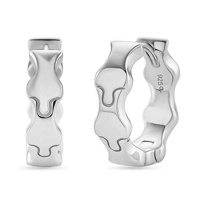Lucy Q Puzzle Hoop Earring in Rhodium Overlay Sterling Silver 8342112 1