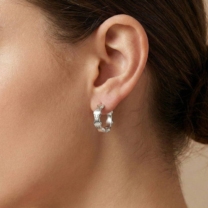 Lucy Q Puzzle Hoop Earring in Rhodium Overlay Sterling Silver 8342112 2