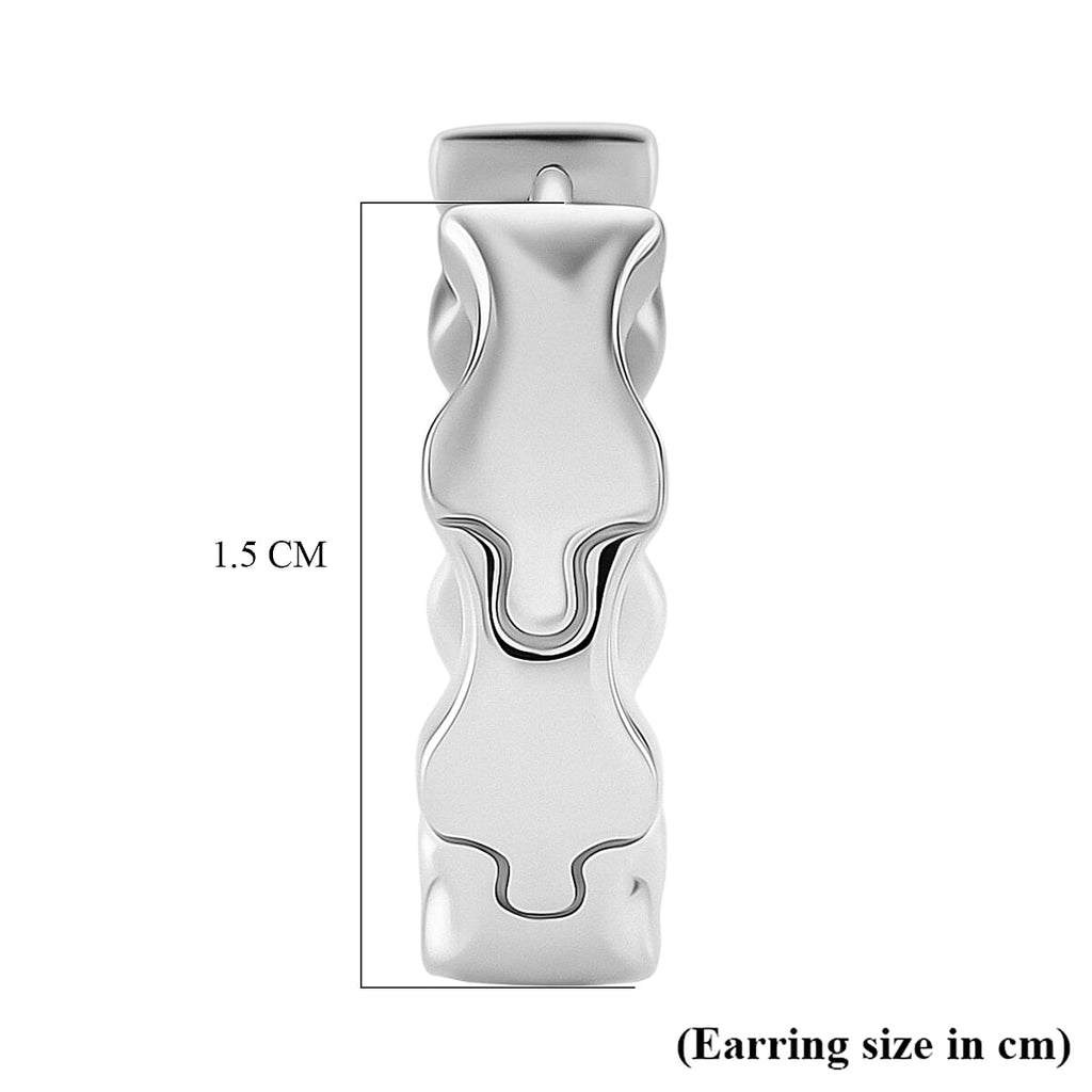 Lucy Q Hoop Earring in Rhodium Overlay Sterling Silver, Silver Wt. 5.00 Gms