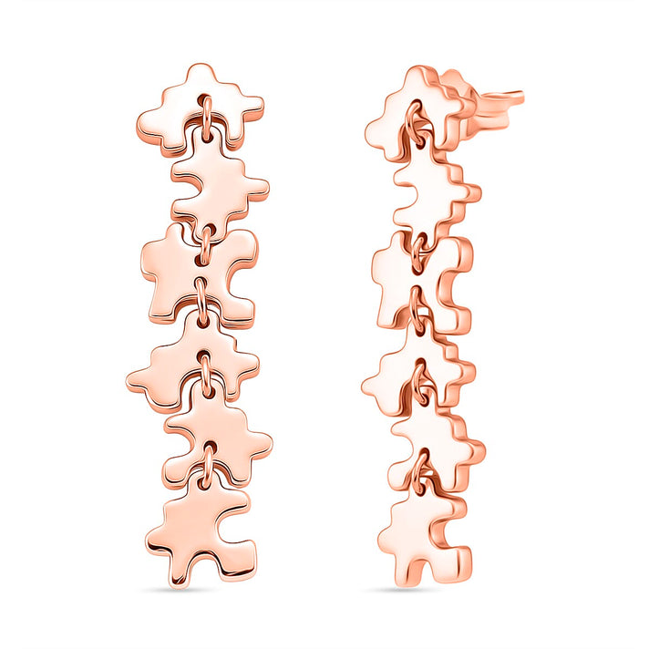 Lucy Q Jigsaw Collection - Puzzle Piece Dangle Earring with Push Back in 18K Vermeil Rose Gold Plated Sterling Silver 8342415 1