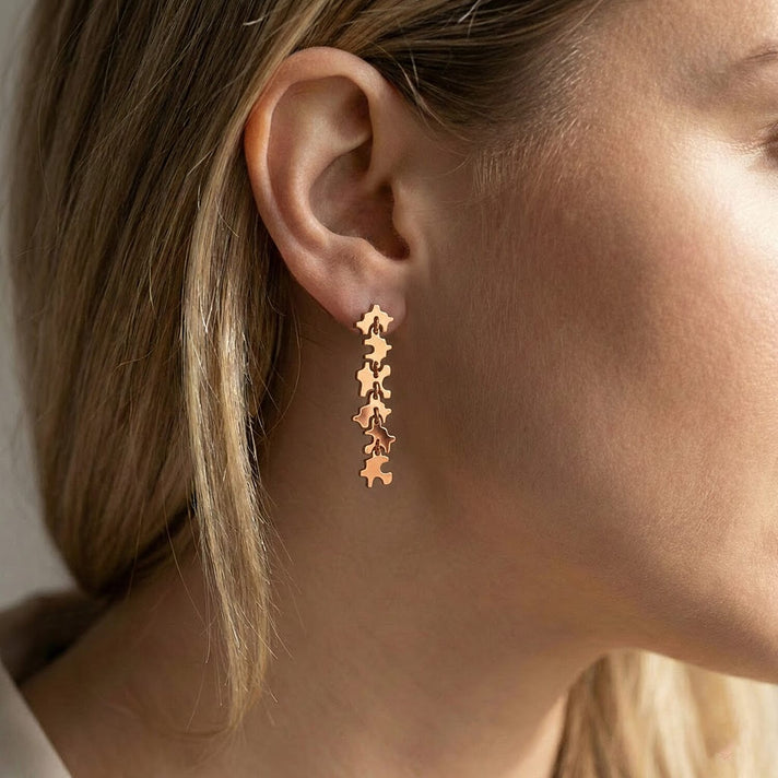 Lucy Q Jigsaw Collection - Puzzle Piece Dangle Earring with Push Back in 18K Vermeil Rose Gold Plated Sterling Silver 8342415 2