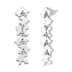 Lucy Q Jigsaw Collection - Puzzle Piece Dangle Earring with Push Back in Rhodium Overlay Sterling Silver, Silver Wt. 7.00 Gms