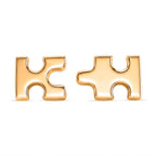 Lucy Q Jigsaw Collection - Puzzle Piece Stud Earring with Push Back in 18K Vermeil Yellow Gold Plated Sterling Silver